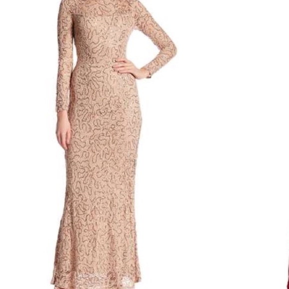 MARINA Dresses & Skirts - Long Sleeve Lace and Sequined Formal Dress